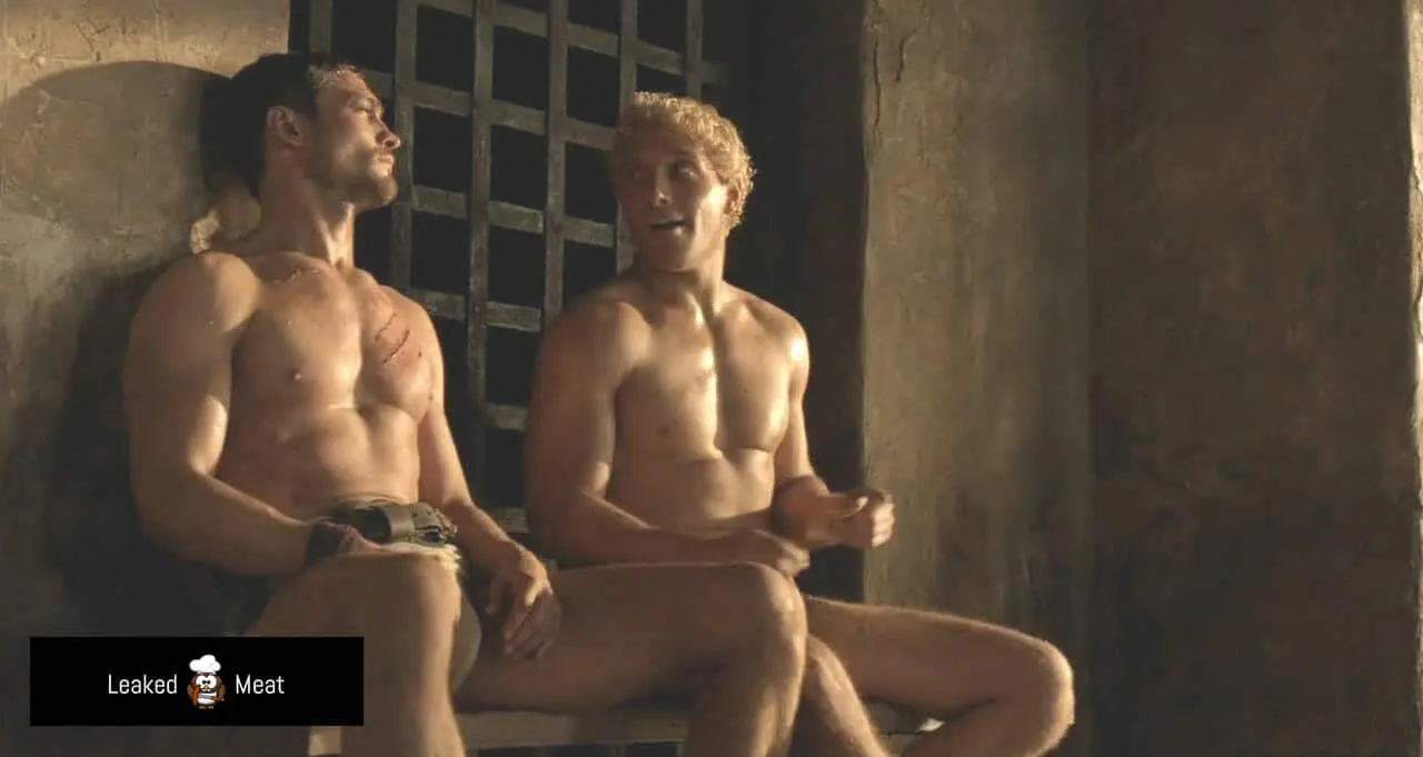 Andy Whitfield and Jai Courtney Spartacus