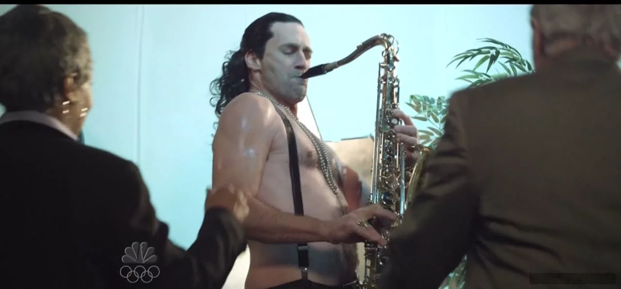 Jon Hamm saxophone sexy
