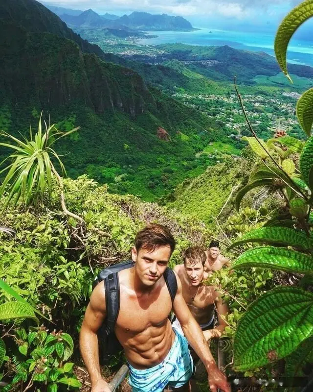 Tom Daley hiking shirtless