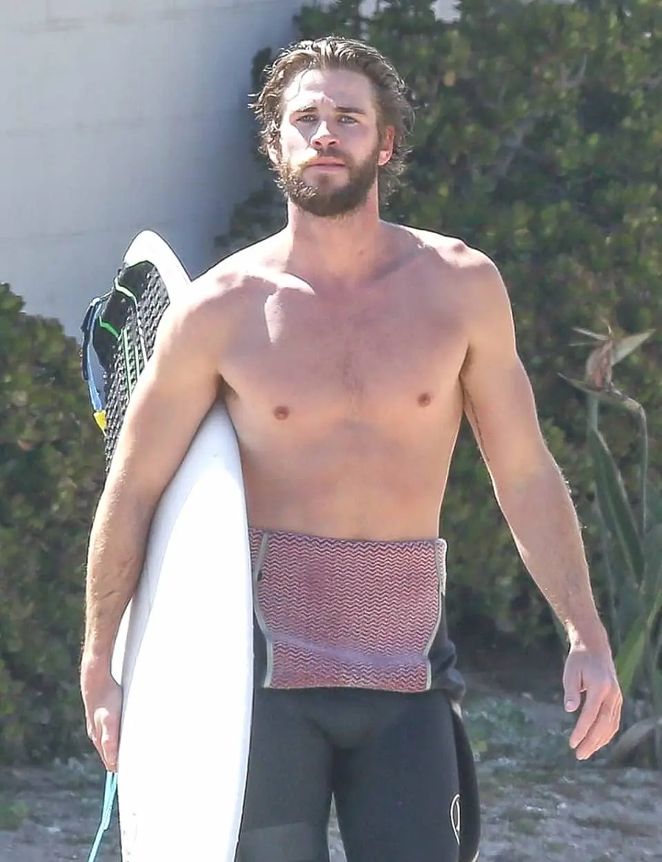 Liam Hemsworth surfing shirtless