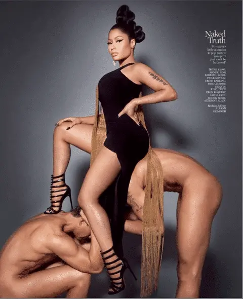 Charlie Matthews nude with Nicki Minaj for Marie Claire magazine