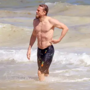 Charlie Hunnam shirtless and wet
