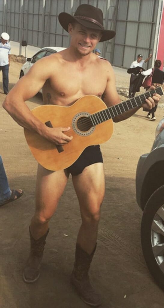 Billy Magnussen shirtless guitar cowboy