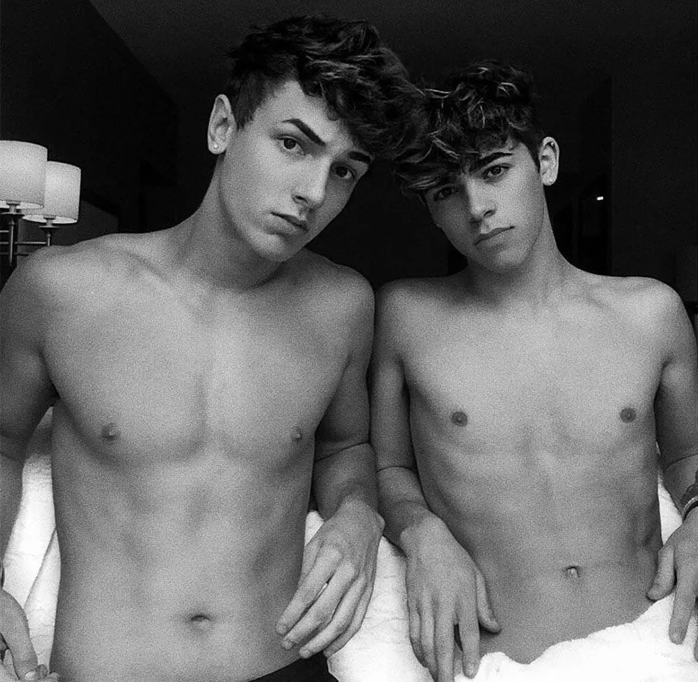 Bryce Hall and Mikey Barone shirtless