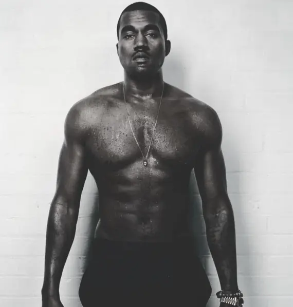 Kanye West shirtless abs